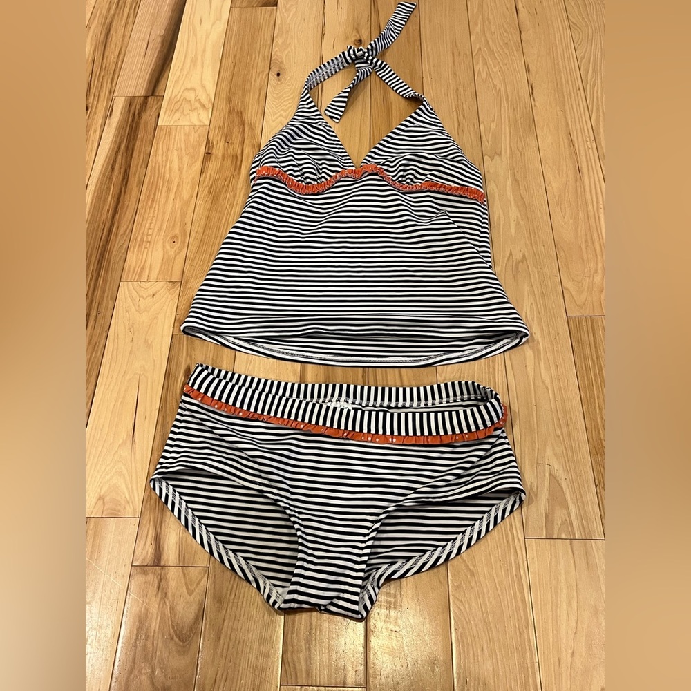 Boden 2-Piece Tankini Striped Swimsuit - women’s size 8